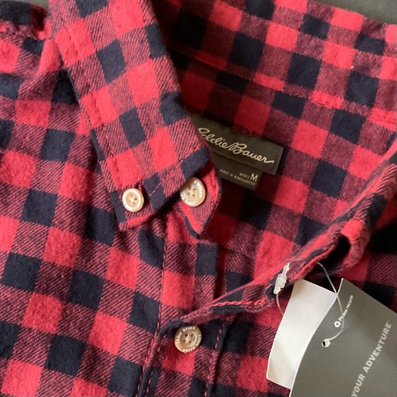 EDDIE BAUER Men's Gingham Plaid Flannel LS Shirt NWT Size M - Picture 4 of 7